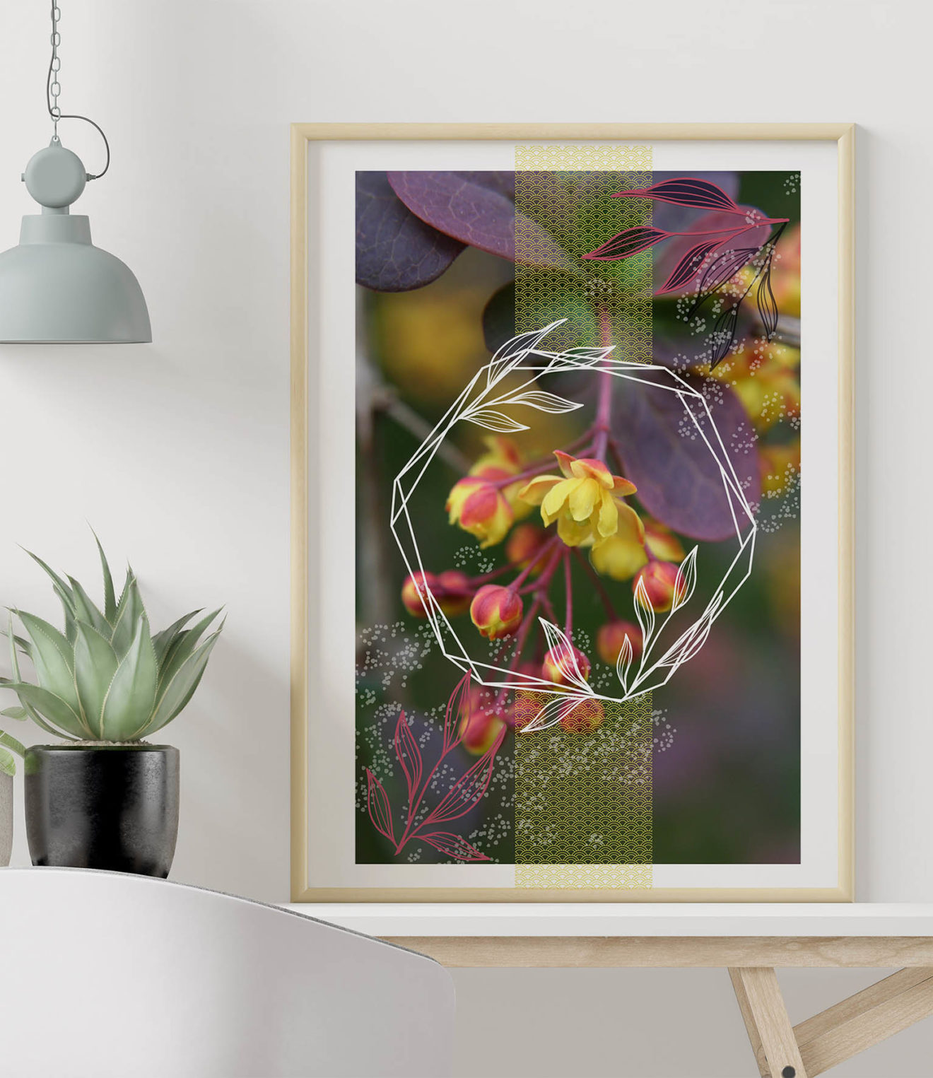 Poster Frame in living room Psd Mockup